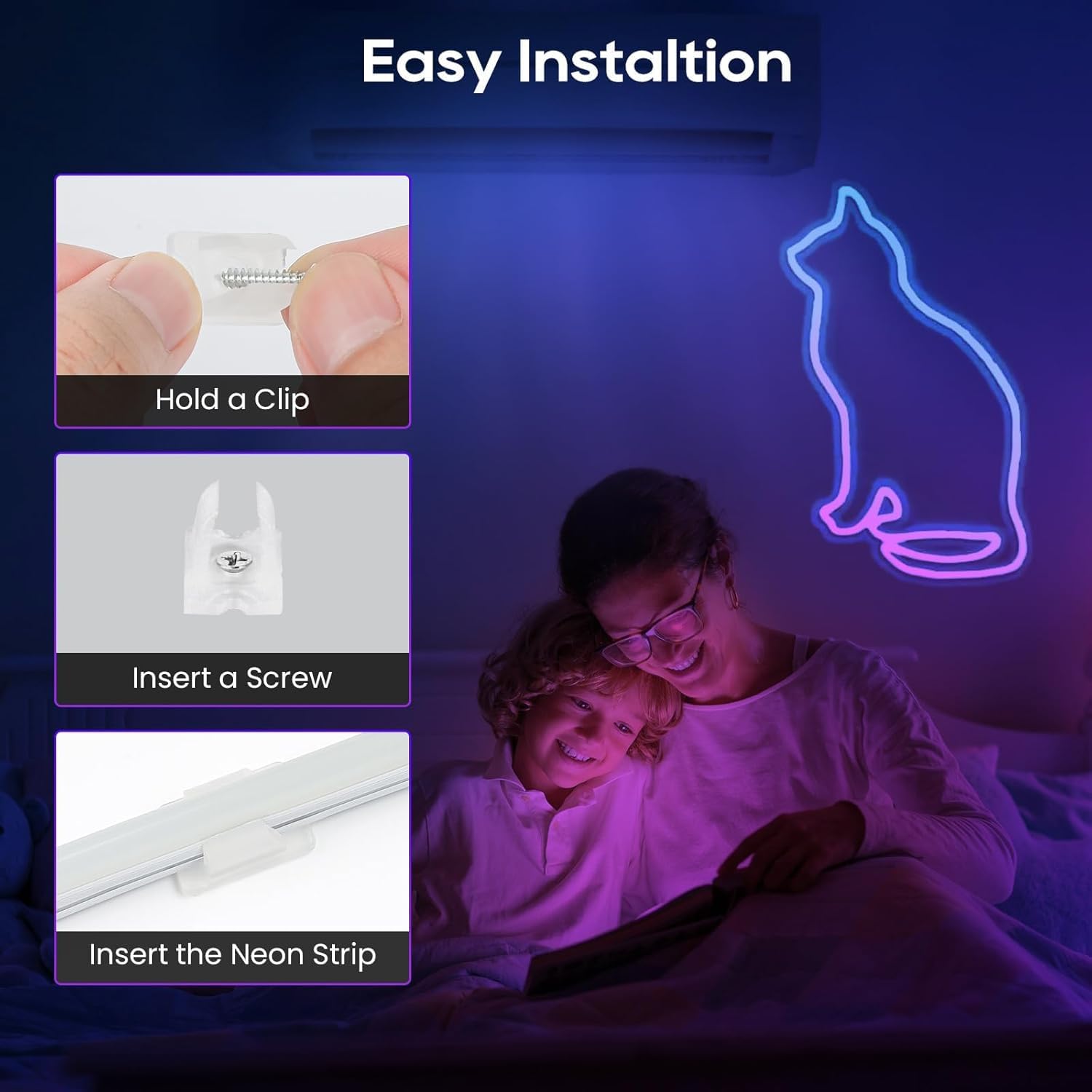 3.28Ft RGB IC LED Neon Rope Lights, USB Powered Music Synchronized Flexible LED Strip Lights, App/Remote Control Waterproof LED Neons Light, Used for Bedroom, Gaming, Party, Indoor and Outdoor.